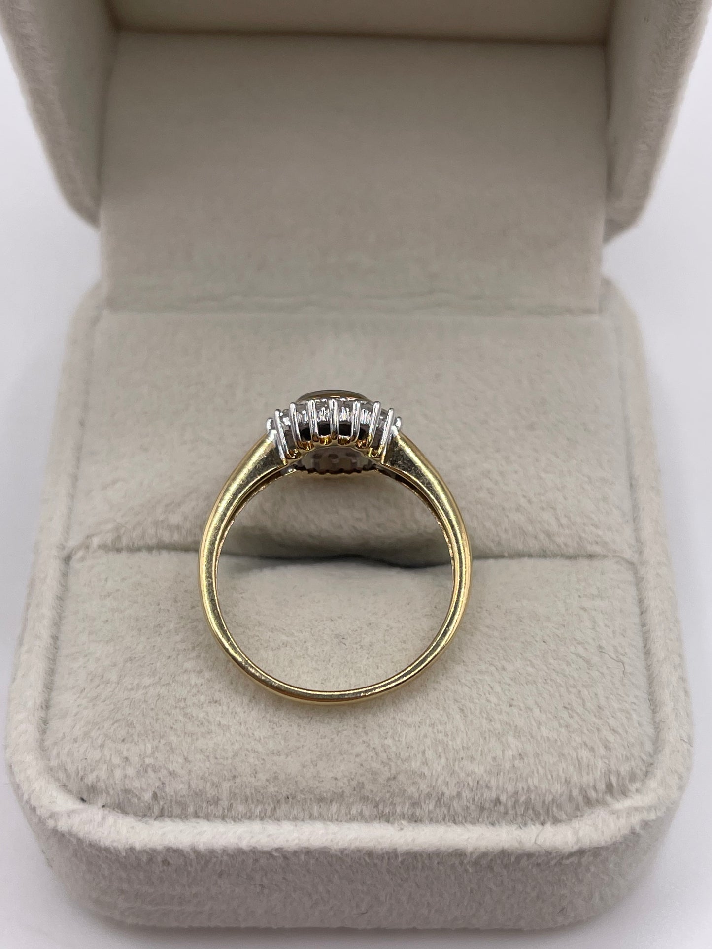 9ct gold Ammolite and diamond ring