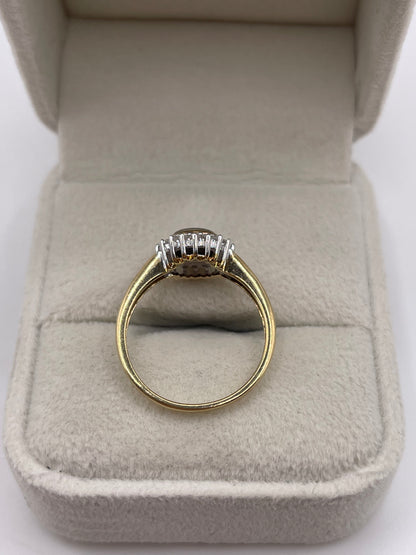 9ct gold Ammolite and diamond ring