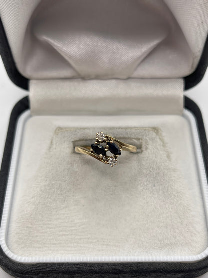 9ct gold sapphire and diamond ring
