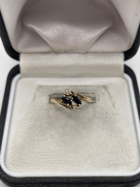 9ct gold sapphire and diamond ring