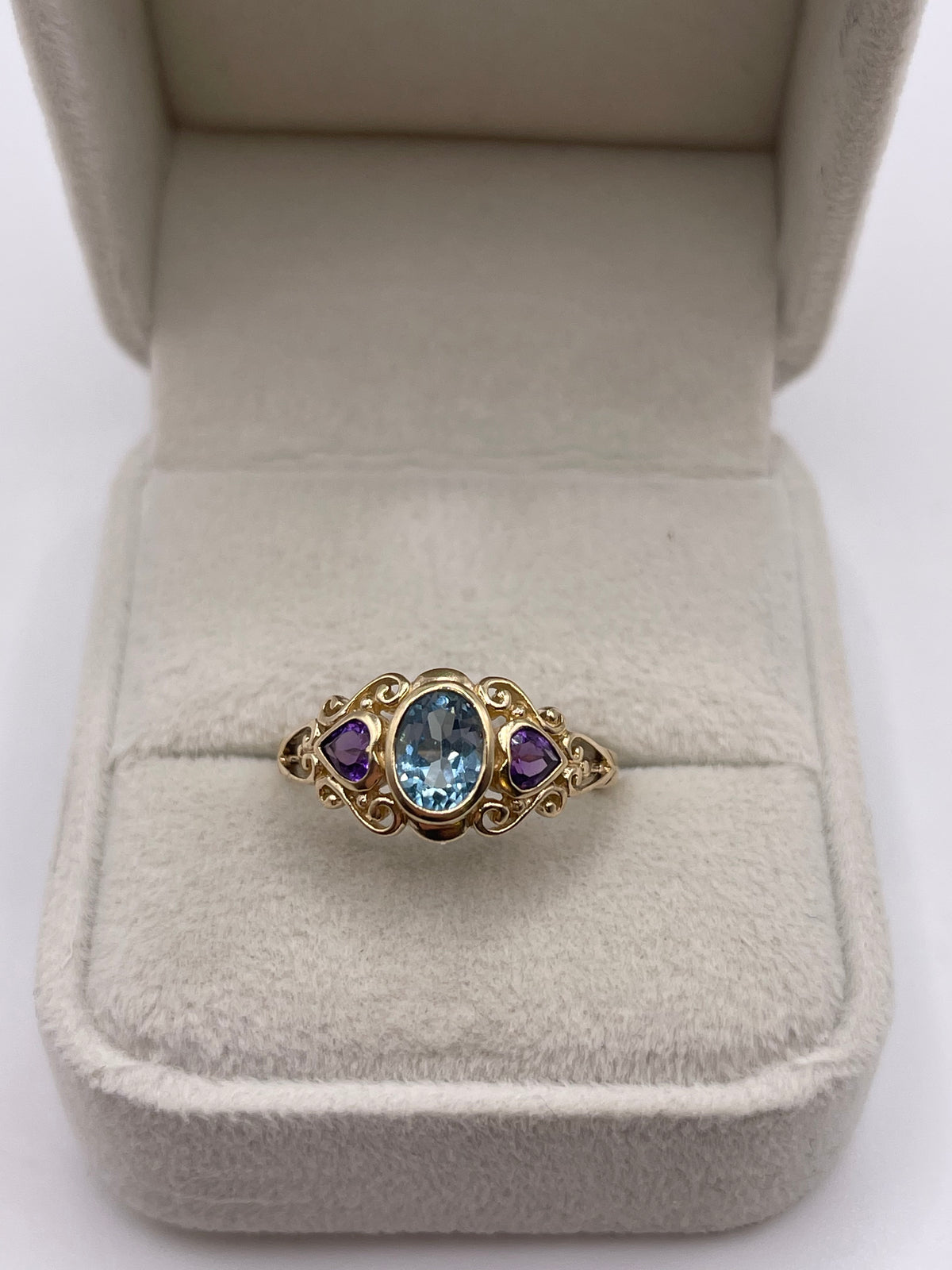 9ct gold topaz and amethyst ring