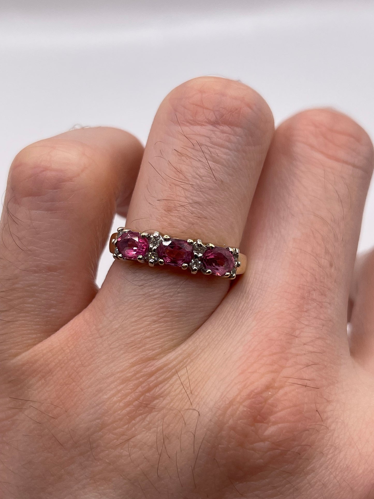 9ct gold pink topaz and diamond ring