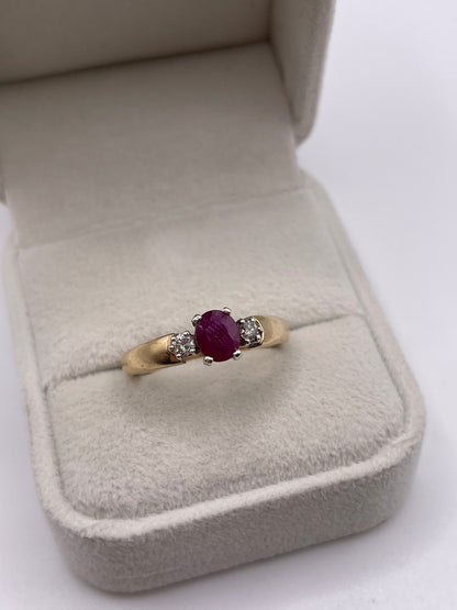 9ct gold ruby and diamond ring