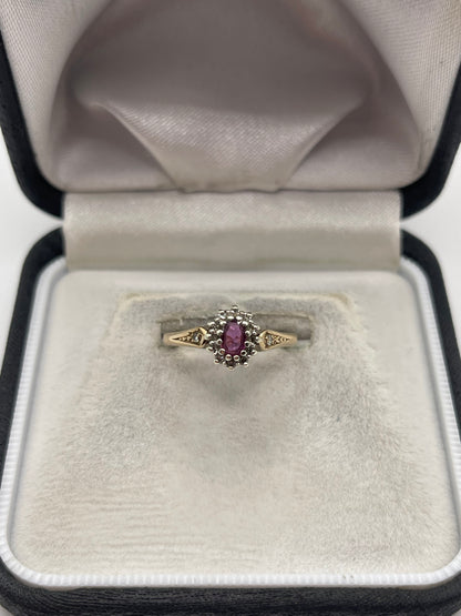 9ct gold ruby and diamond ring