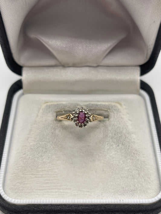9ct gold ruby and diamond ring