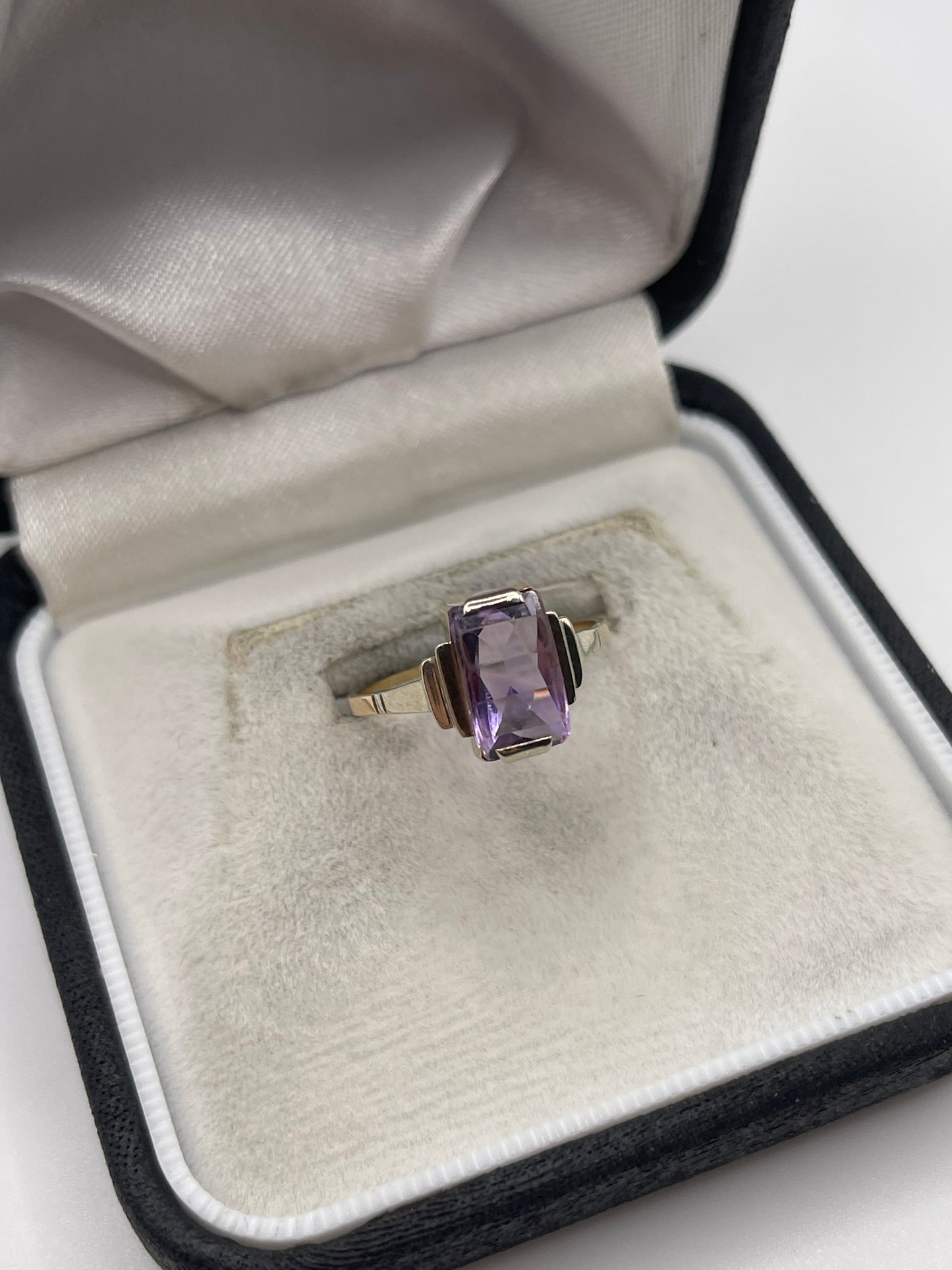 9ct two tone amethyst ring
