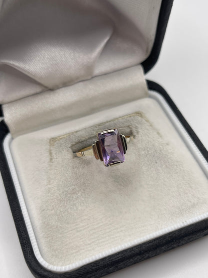 9ct two tone amethyst ring