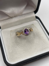 Load image into Gallery viewer, 9ct gold amethyst and diamond ring
