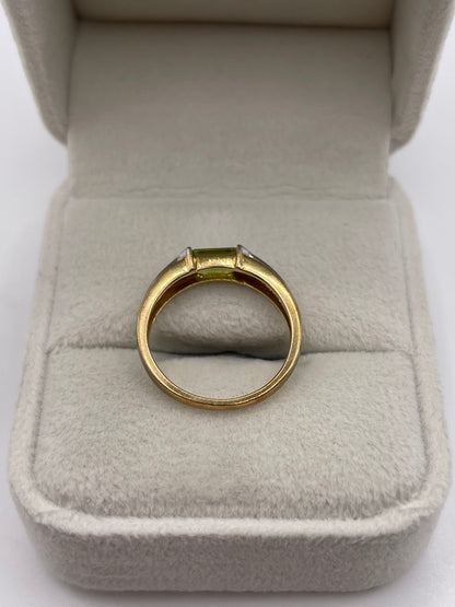 14ct two tone gold peridot ring