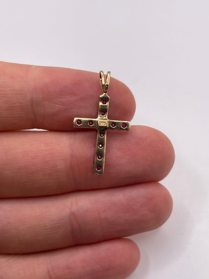 9ct gold ruby cross pendant