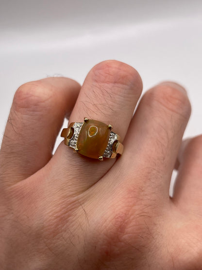 9ct gold opal and diamond ring