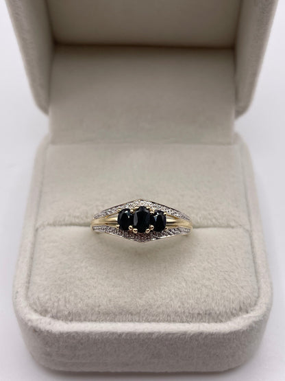9ct gold sapphire and diamond ring