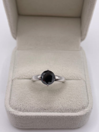 9ct white gold black diamond ring