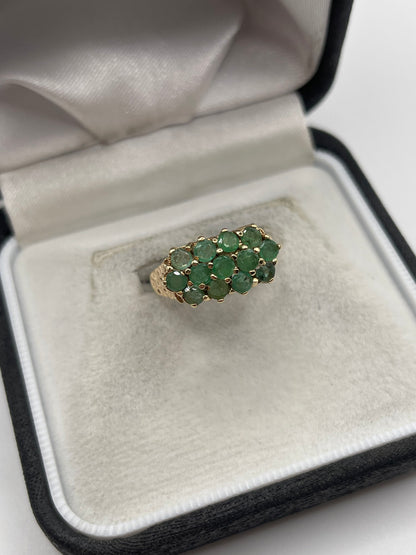 9ct gold emerald cluster ring