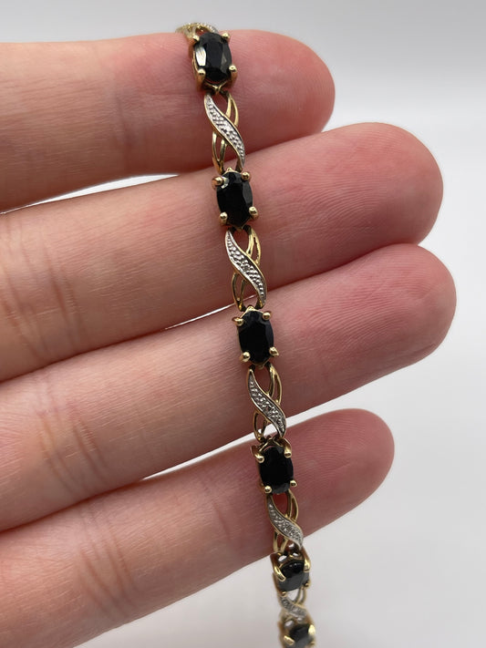 9ct gold sapphire and diamond bracelet