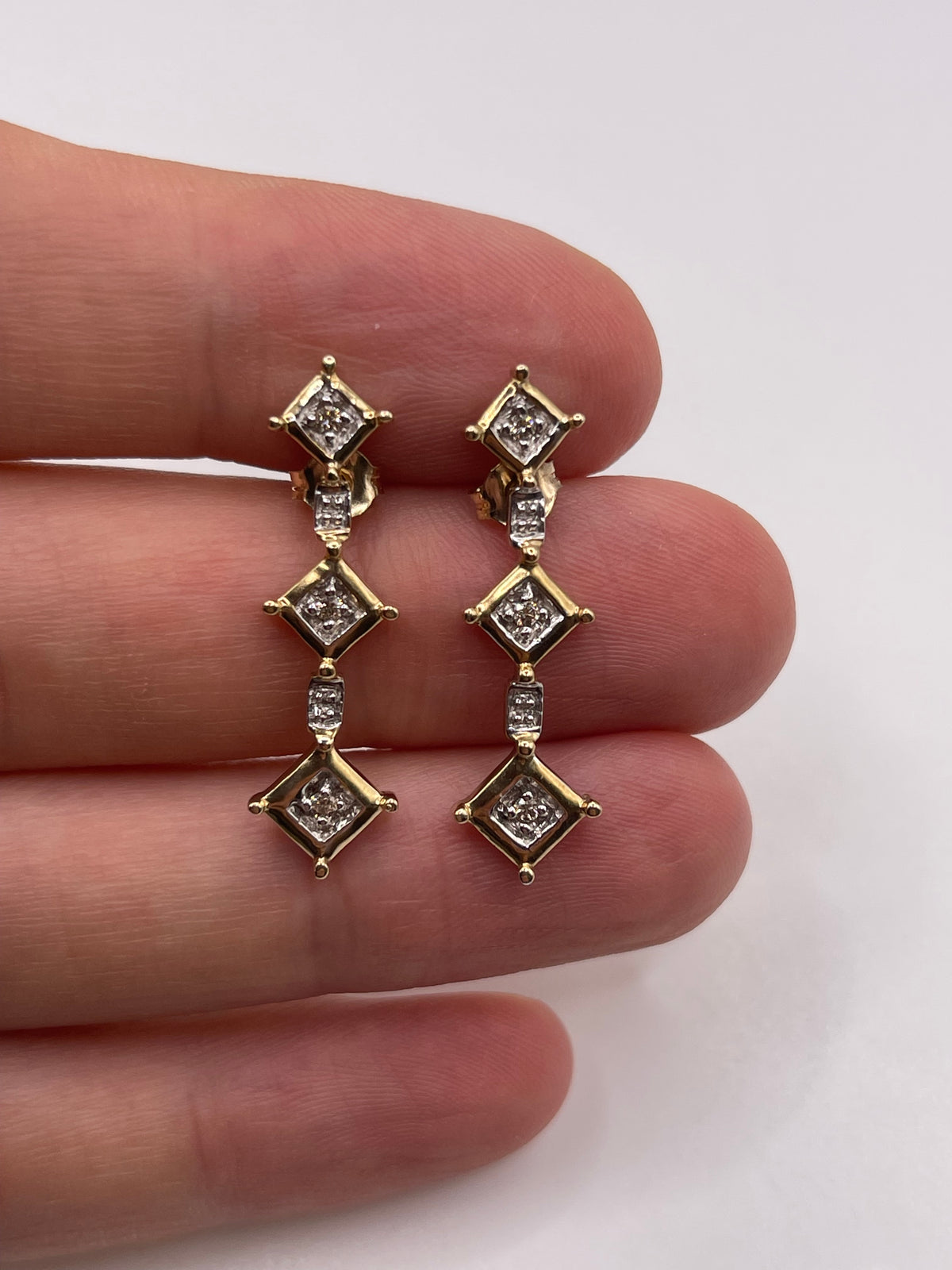 9ct gold diamond earrings