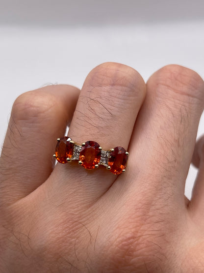9ct gold spessartite garnet and diamond ring