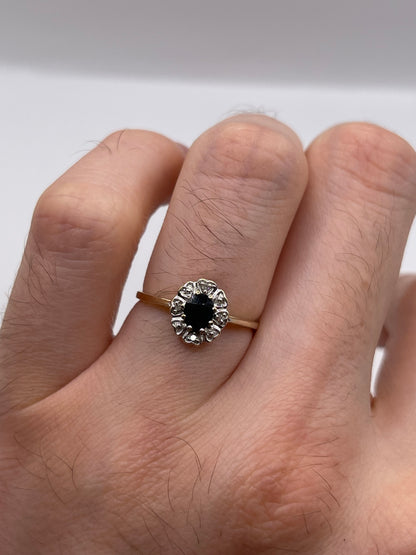 9ct gold sapphire and diamond ring