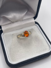 Load image into Gallery viewer, 9ct gold fire opal and diamond ring
