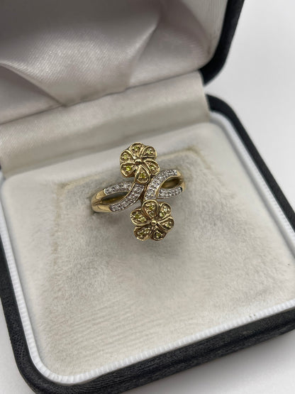 9ct gold diamond cluster ring