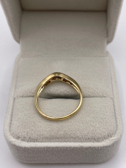 9ct gold diamond wishbone ring