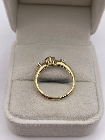 9ct gold emerald and diamond ring