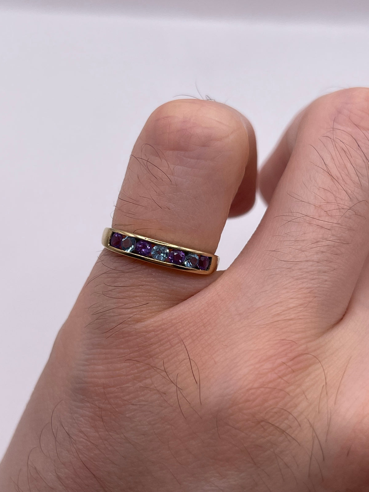 9ct gold amethyst and topaz ring