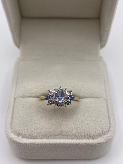 9ct gold sapphire and diamond ring