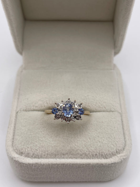 9ct gold sapphire and diamond ring