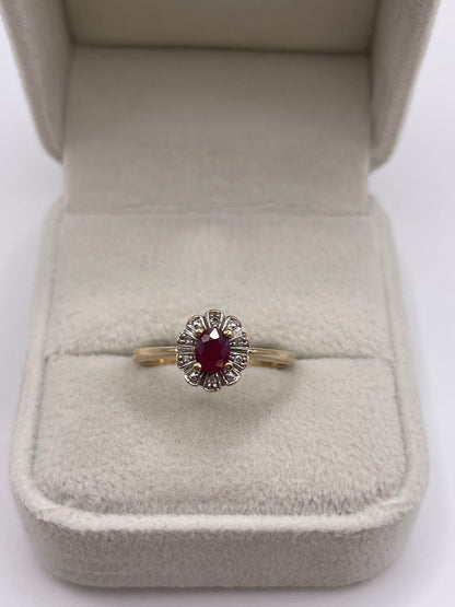 9ct gold ruby and diamond ring