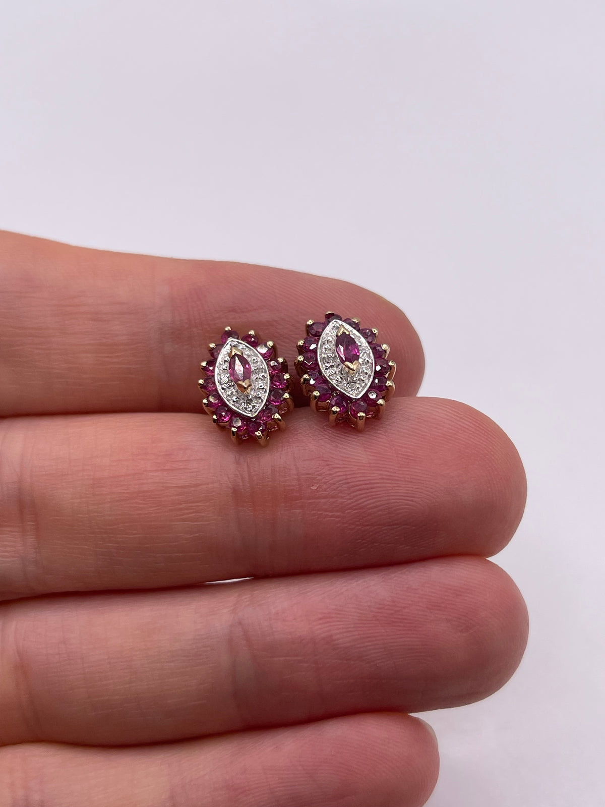 9ct gold ruby and diamond earrings