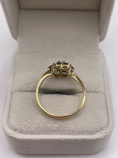 9ct gold aquamarine cluster ring