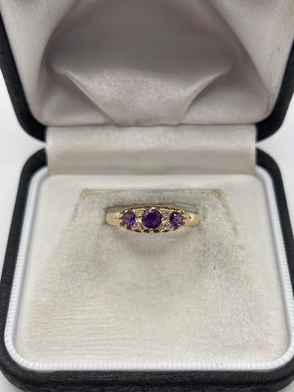 9ct gold amethyst and diamond ring