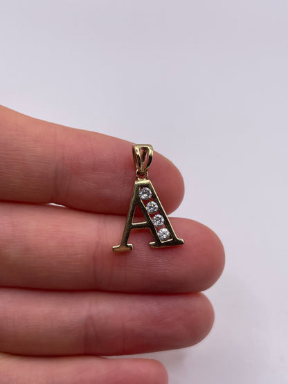 9ct gold cz initial A pendant