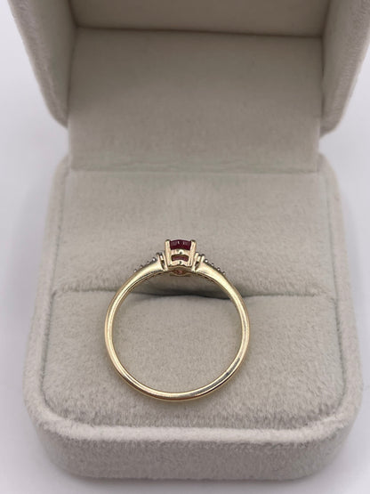 9ct gold tourmaline and diamond ring