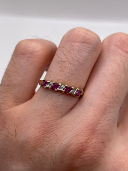 9ct gold ruby and diamond ring