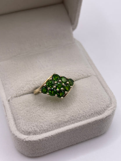 9ct gold diopside cluster ring