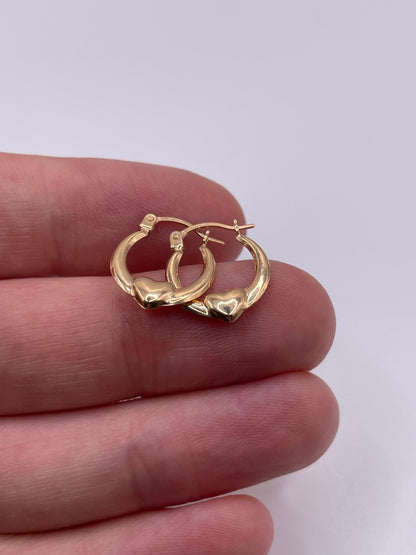 9ct gold heart creole earrings