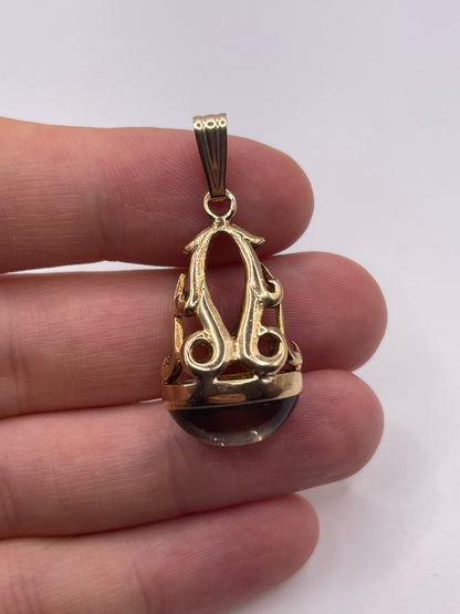9ct gold cabochon quartz fob pendant