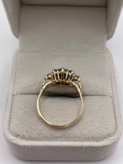9ct gold emerald and cz ring