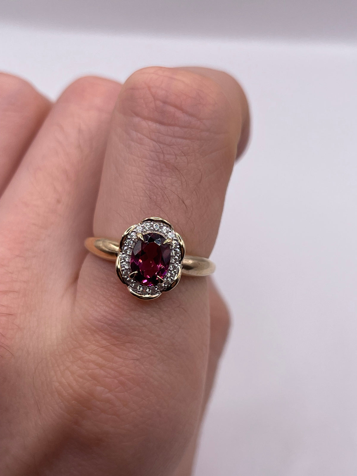 9ct gold tourmaline and zircon ring