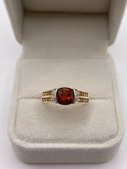 9ct gold citrine and diamond ring