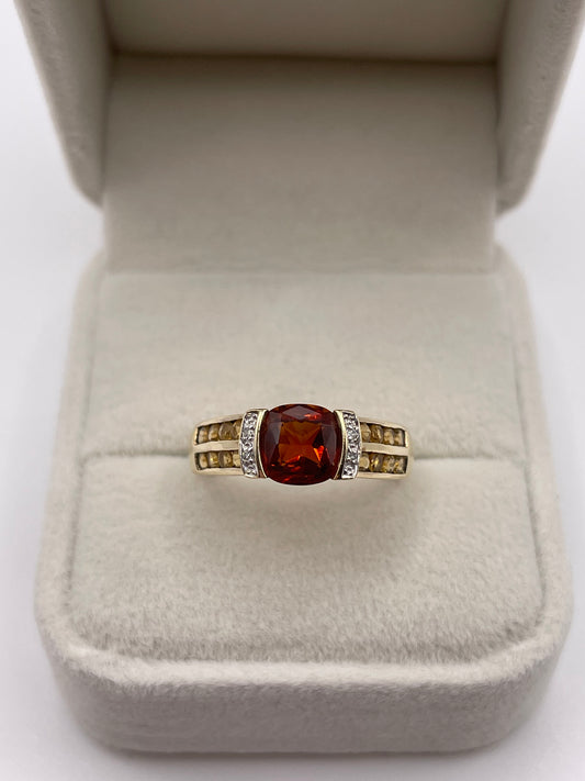 9ct gold citrine and diamond ring