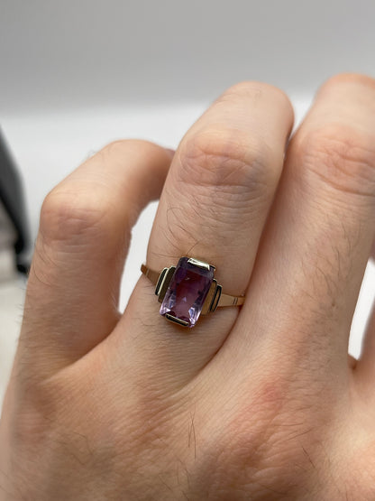 9ct two tone amethyst ring
