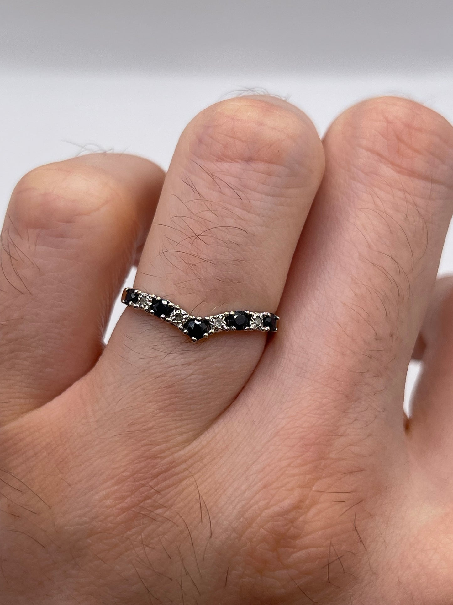 9ct gold sapphire and diamond wishbone ring