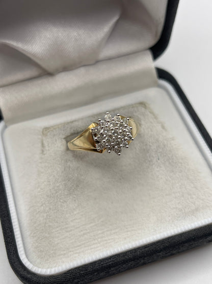 9ct gold 50 point diamond cluster ring