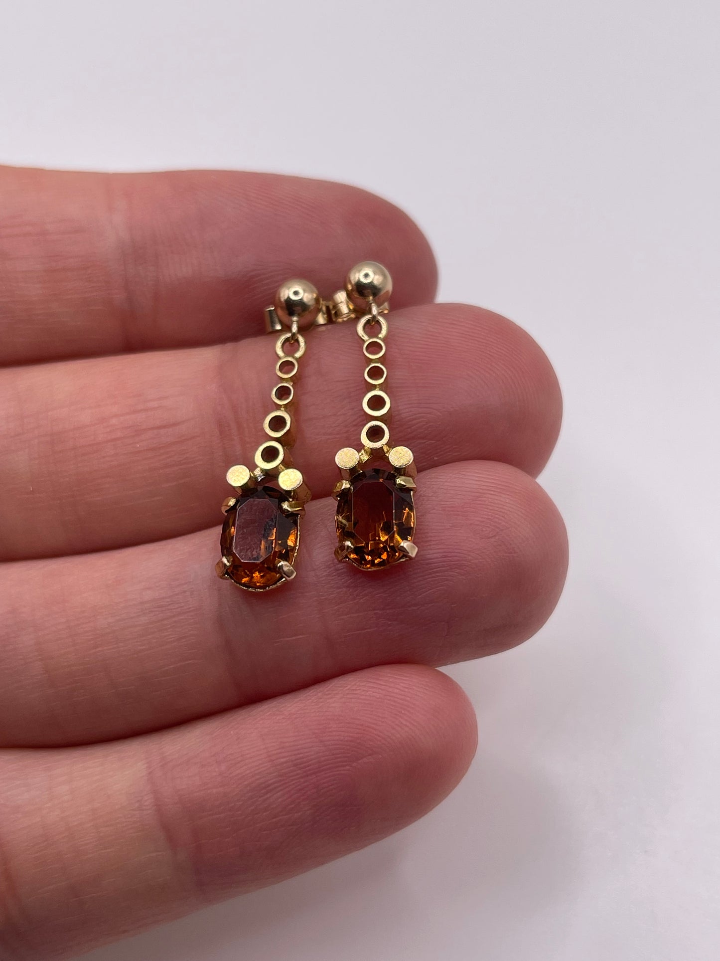 9ct gold citrine paste earrings
