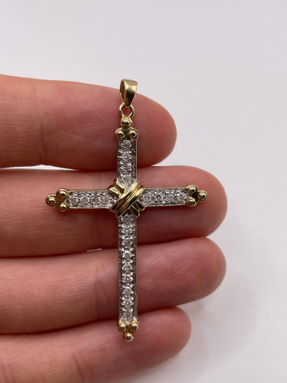 9ct gold diamond cross pendant