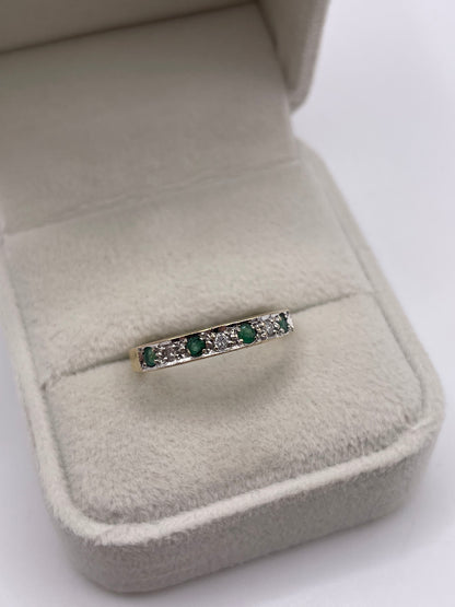 9ct gold emerald and diamond ring