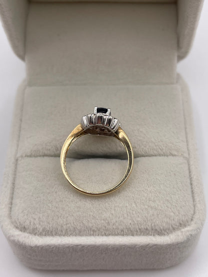 9ct gold sapphire and diamond ring